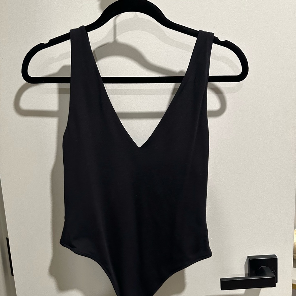 Aritzia Black V-Neck Bodysuit